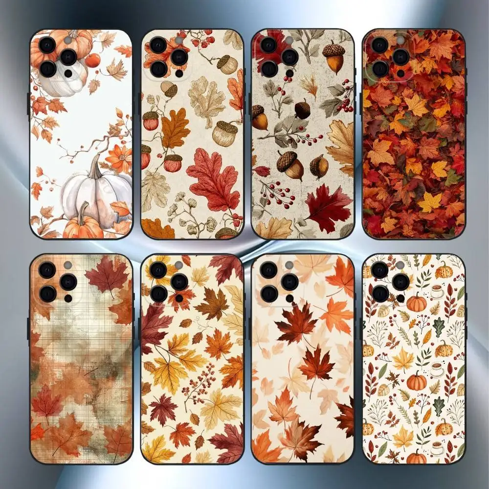 

Autumn leaves Phone Case For iPhone17,16,15,14,13,12,11 Plus,Pro Max Soft Black Cover