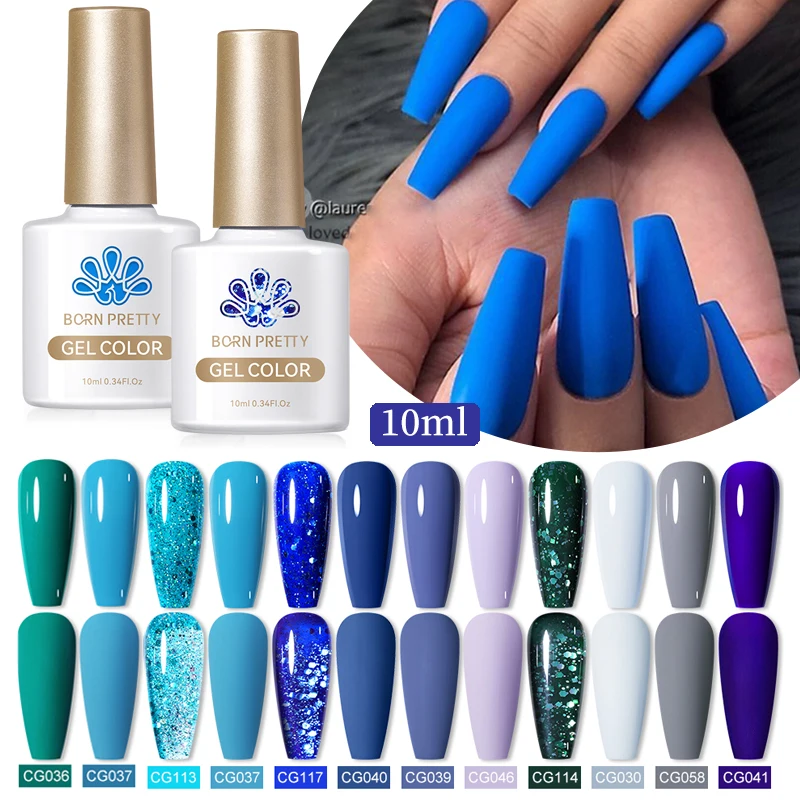 

BORN PRETTY 10ml Matte Blue Gel Nail Polish 130 Colors Fall Winter Red Purple Semi Permanent For Manicure Nail Art Gel Varnis