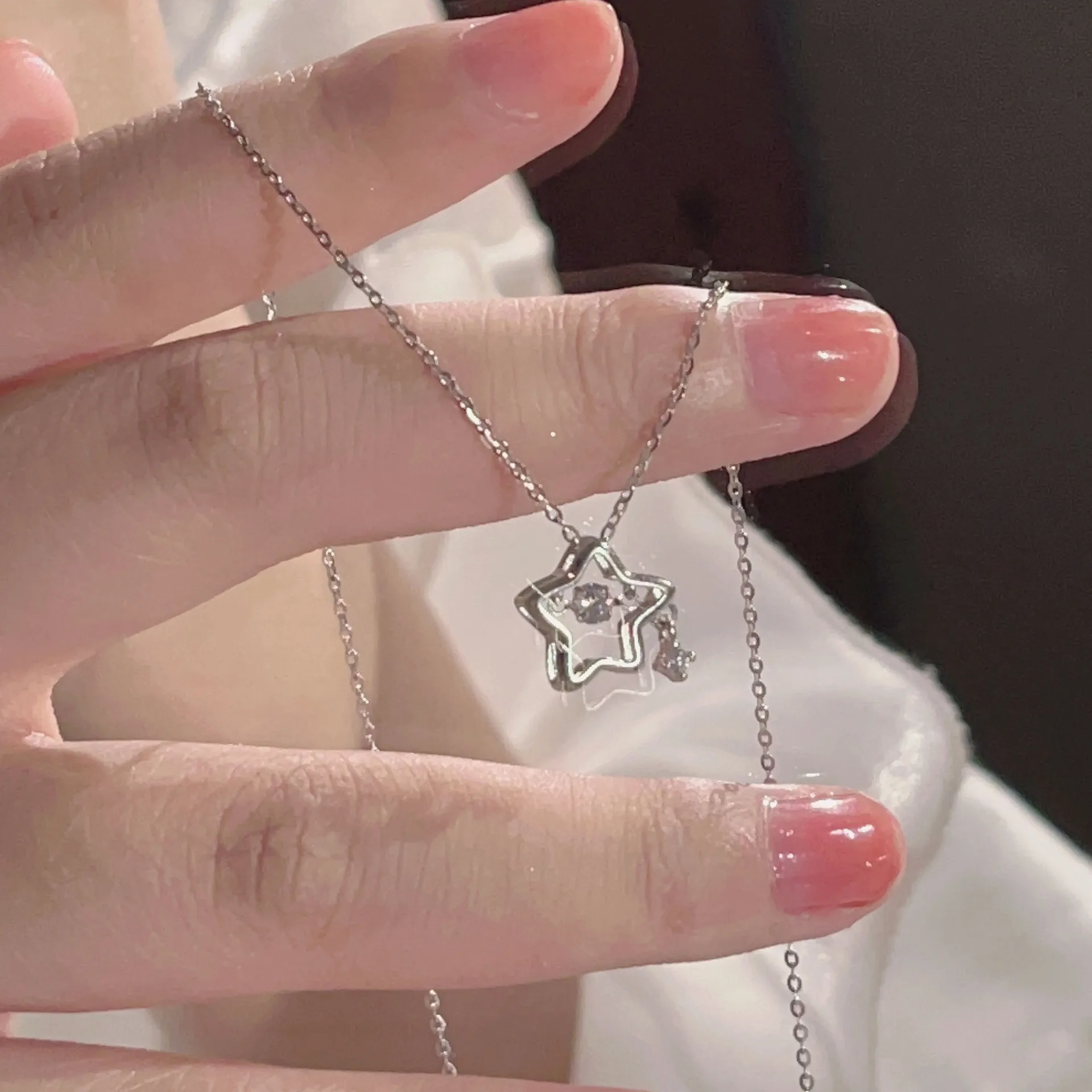

Necklace for Women Double Layer Zircon Star Moon Pendant Necklace Delicate Chain Charm Elegant Fashion Jewelry Gifts