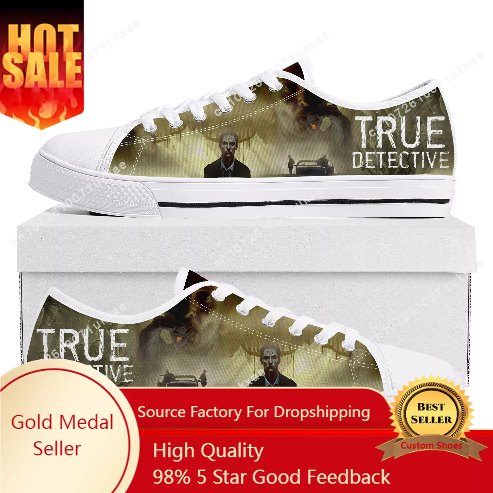 

True Detective Low Top Sneakers Mens Womens Teenager Canvas High Quality Sneaker Casual Custom Made Shoes Customize DIY Shoe