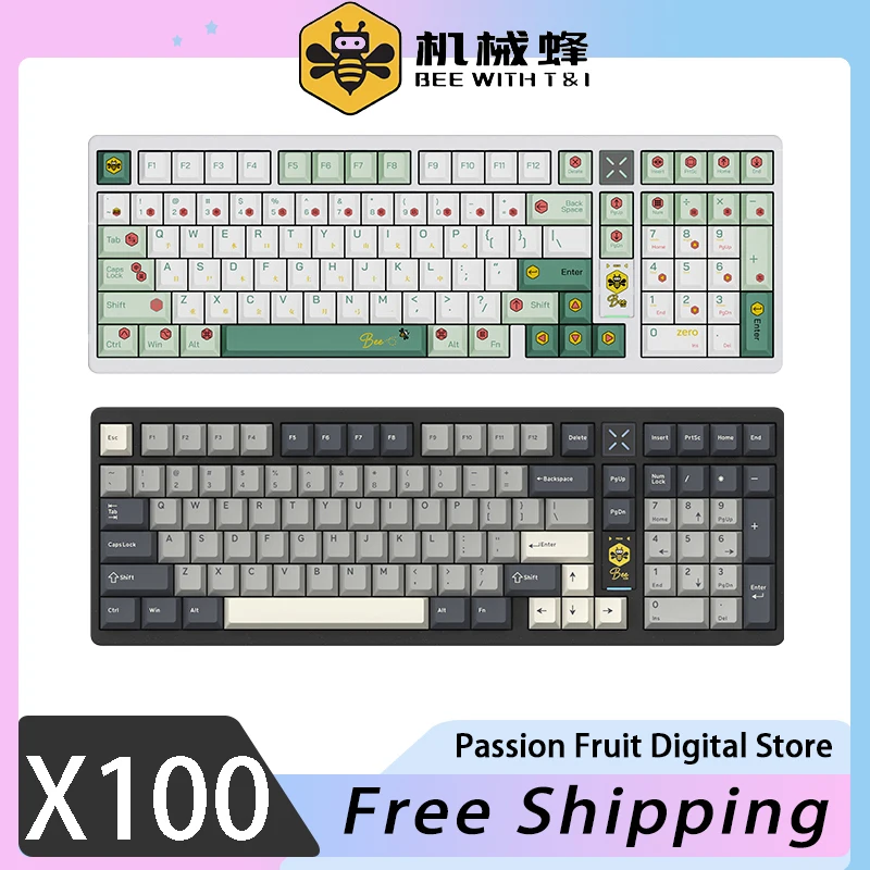 abelha com t i x100 xanadu teclado mecanico liga de aluminio cnc bluetooth modo tir hot swap gaming keyboard pc gamer acessorios 01