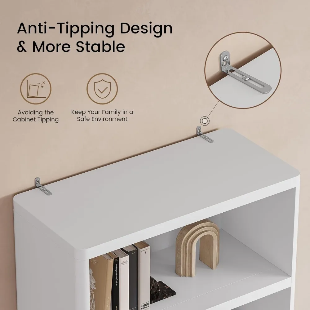 Большой книжный шкаф высотой 72,1 с 4 ящиками и 3 полками для решения для хранения в гостиной и спальне