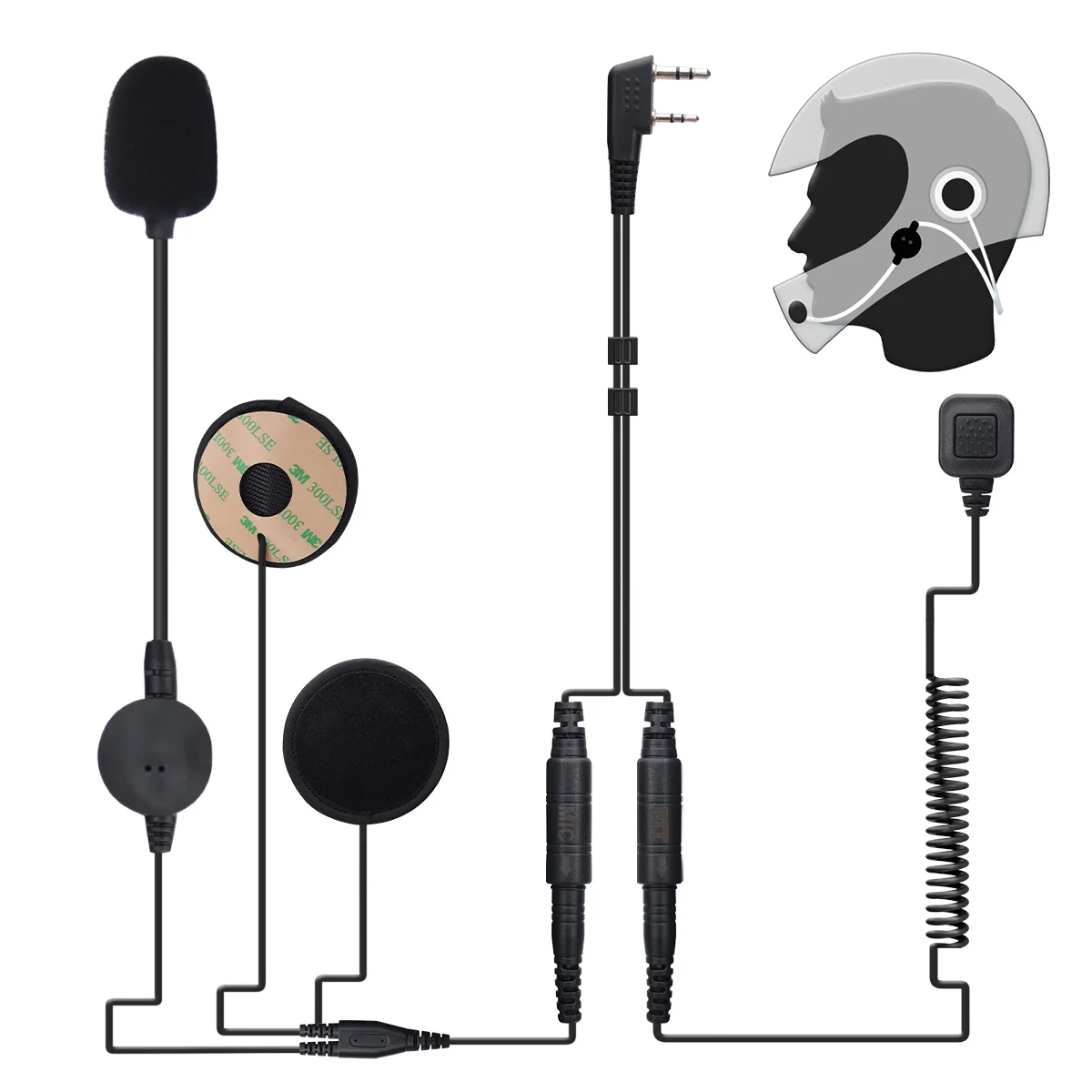 ABBREE Auriculares para casco con radio bidireccional y micrófono PTT - imagen 5