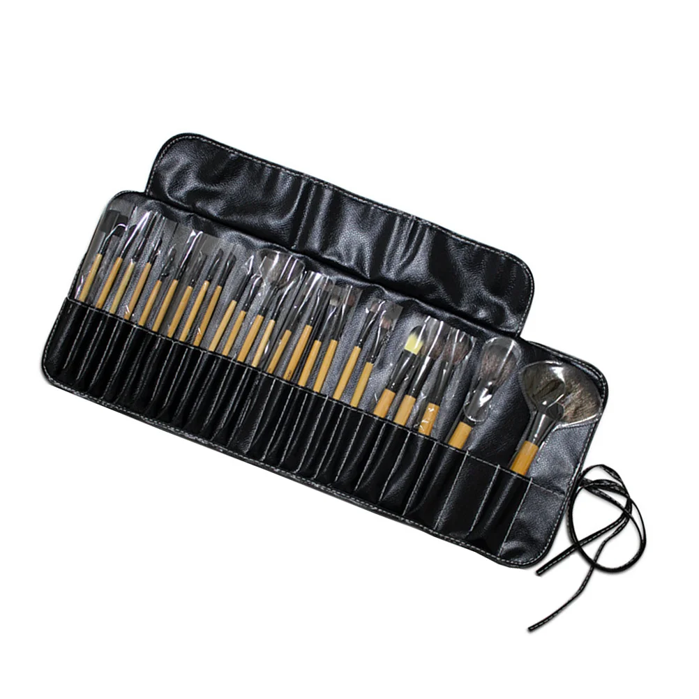 Set di pennelli da 24 pezzi Kit di trucco professionale per fard in polvere con setole in nylon con manico in legno per set di trucco da donna