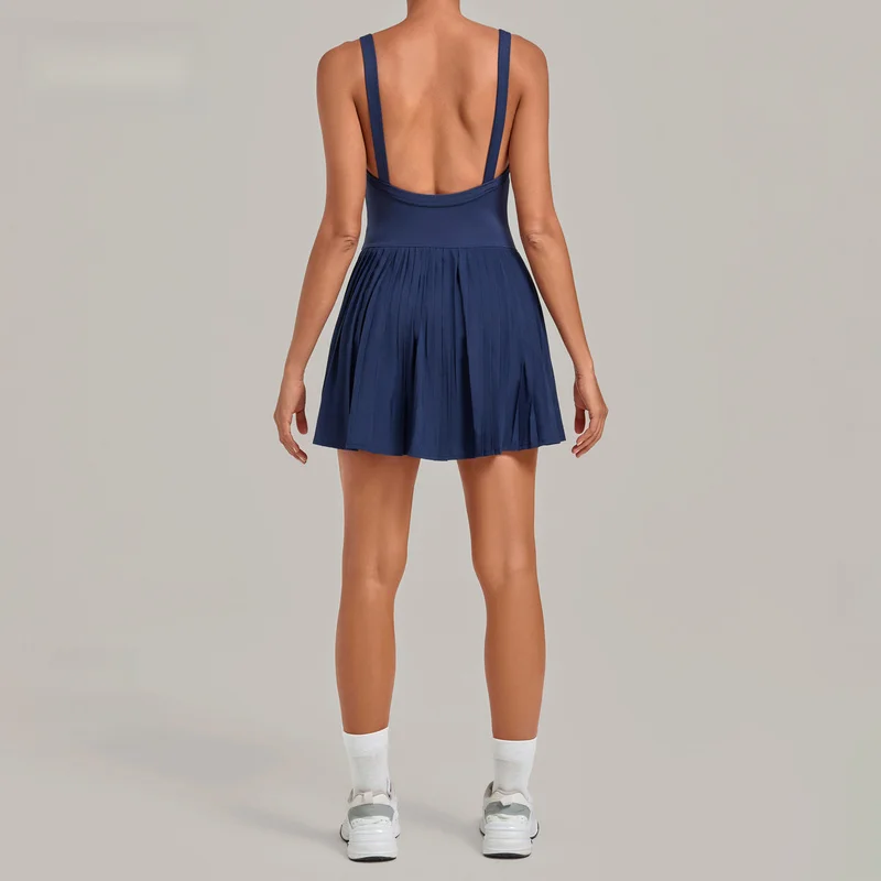 Sexy Outfits Summer Yoga Dress For Outdoor Running Anti-exposure Sports Gym Clothes Woman Fitness Pleated Tennis Skirt For Women
