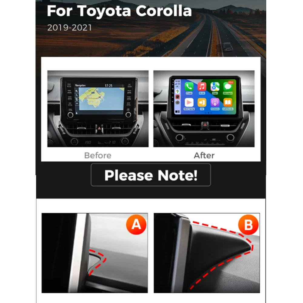 Android 14 Carplay Auto For Toyota Corolla 12 Cross 2019-2022 Car Radio Multimedia Video Player Navigation GPS  No 2Din 2 Din 4G