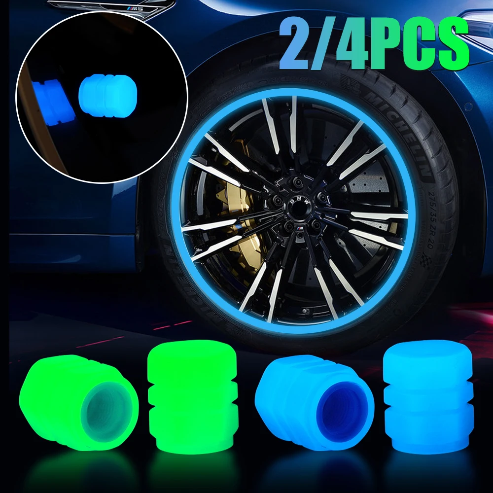 NEW Universal Luminous Tire Valve Caps Car Wheel Hub Glowing Dust-proof Decorative Tyre Rim Stem Covers for Auto Motorcycle Bike