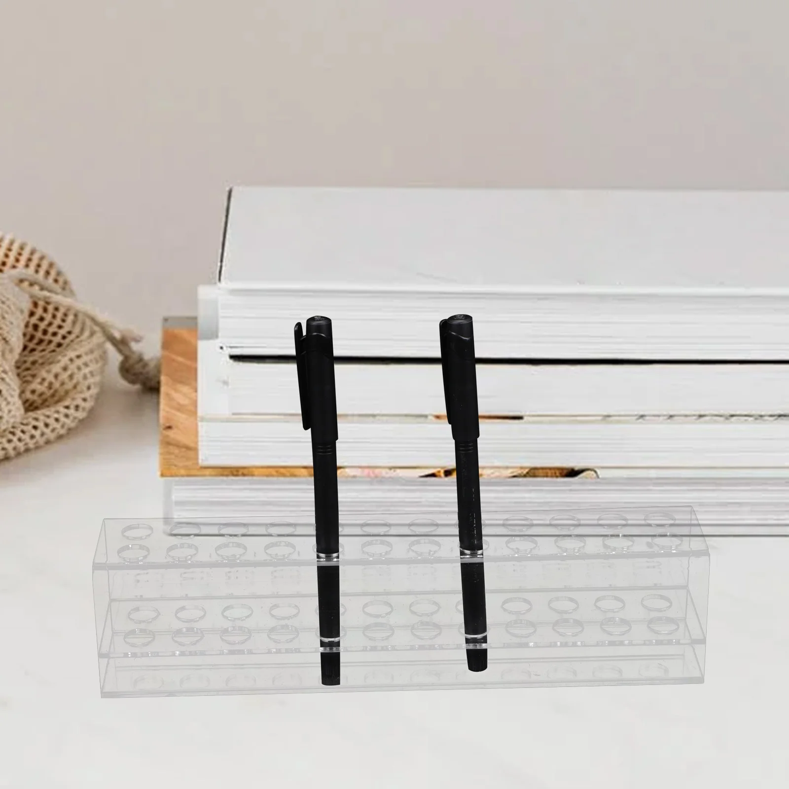 Penholder Desk Foldable Plastic Paintbrush Holders Multi-holes Pencils Pens Storage Rack Pen Crayon Storage Shelf Office