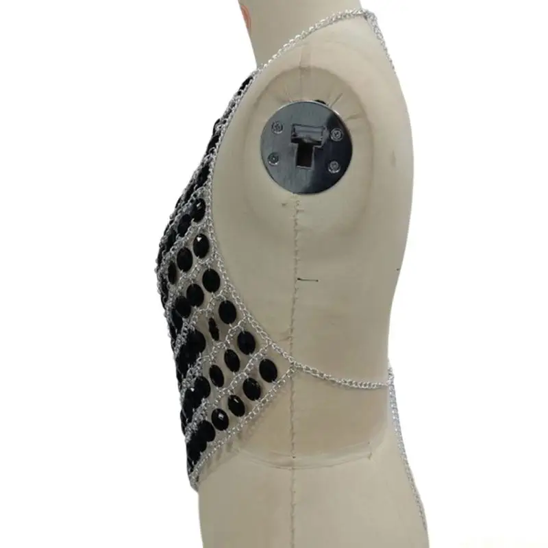 D46E Acrylic Black Stone Body Chain Suitable For Various Occasions