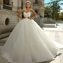 Alonlivn-vestidos de novia elegantes sin mangas con escote en forma de A, apliques de belleza, encaje, tirantes finos, vestidos de novia