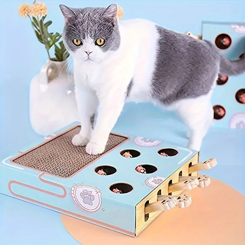 Interactive Cat Toy with Scratching Board Fun Hamster Machine Game for Kittens and Pets