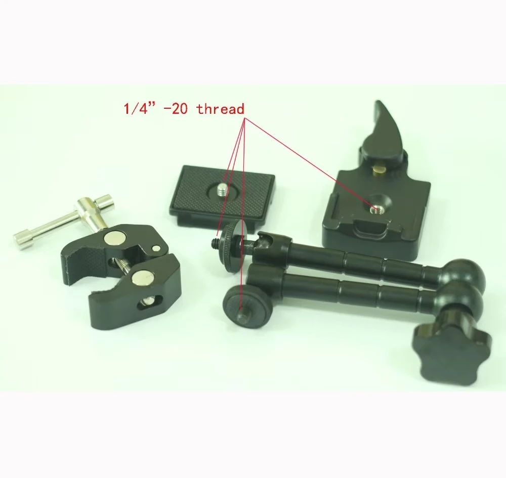 11 นิ้ว Magic Arm & ขนาดใหญ่ปรับ Super Rod Clamp & QR ชุด Fr Manfrotto 244RC ขาตั้งกล้องกล้อง, 1/4-20 แผ่น, 1/4 อะแดปเตอร์