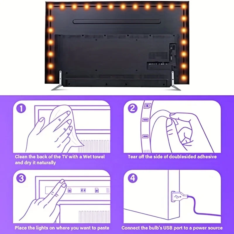 Imagem -03 - Usb Rgb Led Strip Light para Smarttv Backlight Decoração de Iluminação para Sala de Estar Quarto Casa Festa de Natal 5v 5050 5m