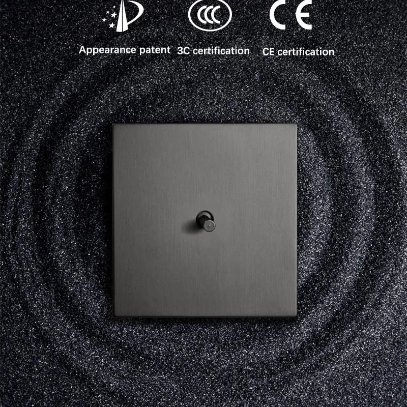 Gray Stainless Steel Panel 1-4 Gang 2 Way Toggle Switch Metal Texture Personality Retro Switch for Home Improvement