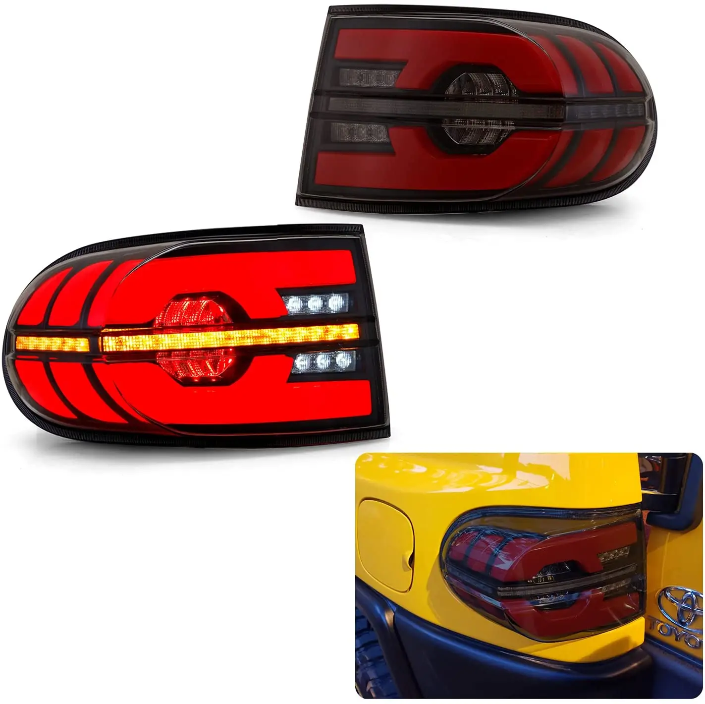 

LED Tail Lights For Toyota FJ Cruiser 2007-2020 Start-up Animation DRL Sequential Indicator Rear Lamp Assembly