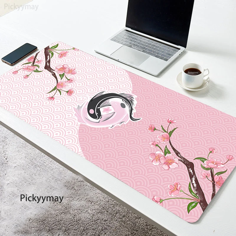 

Pink Sakura Koi Mouse Pad Large Office Mousepad Computer Desk Mat XXL Desktop Keyboard Soft Carpet Table Mat Home Carpet 90x40