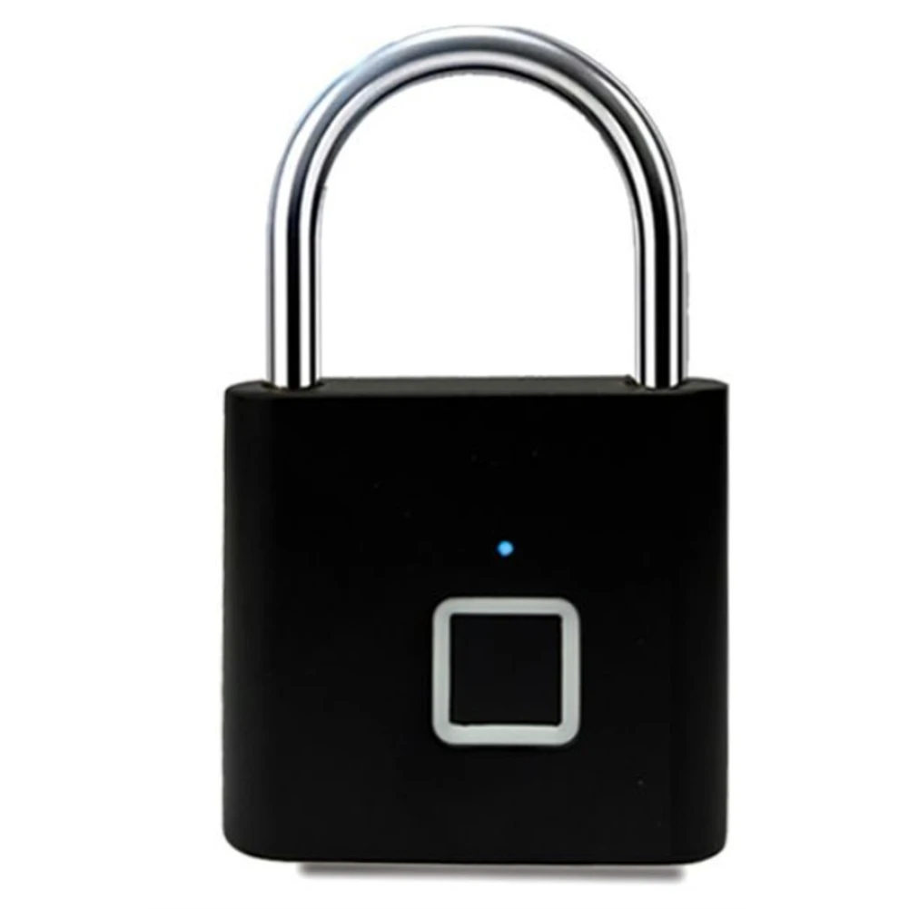 New Fingerprint Lock Electronic Lock Electronic Fingerprint Lock Padlock Outdoor Waterproof and Rust-Proof Black