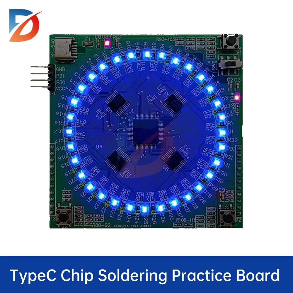 LQFP64 welding DIY kit Flowing light patch welding practice board kit Type-C 5V electronic teaching training circuit board