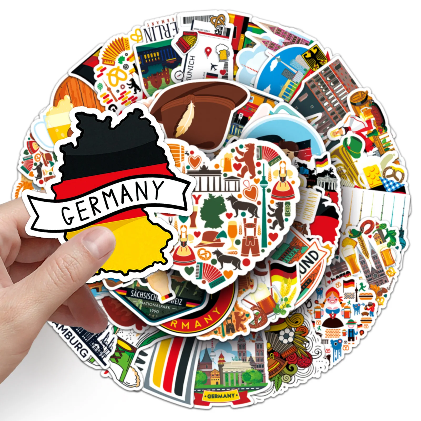 50Pcs German Style Series Graffiti Stickers Suitable for Laptop Helmets Desktop Decoration DIY Stickers Toys Wholesale