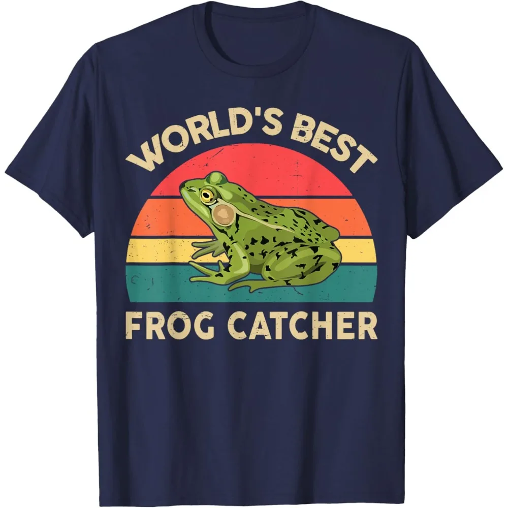 World Best Frog Catcher Men Funny Graphic Tees T-Shirt  Men Clothing High Quality Cotton Tops Round Neck Street Fashion