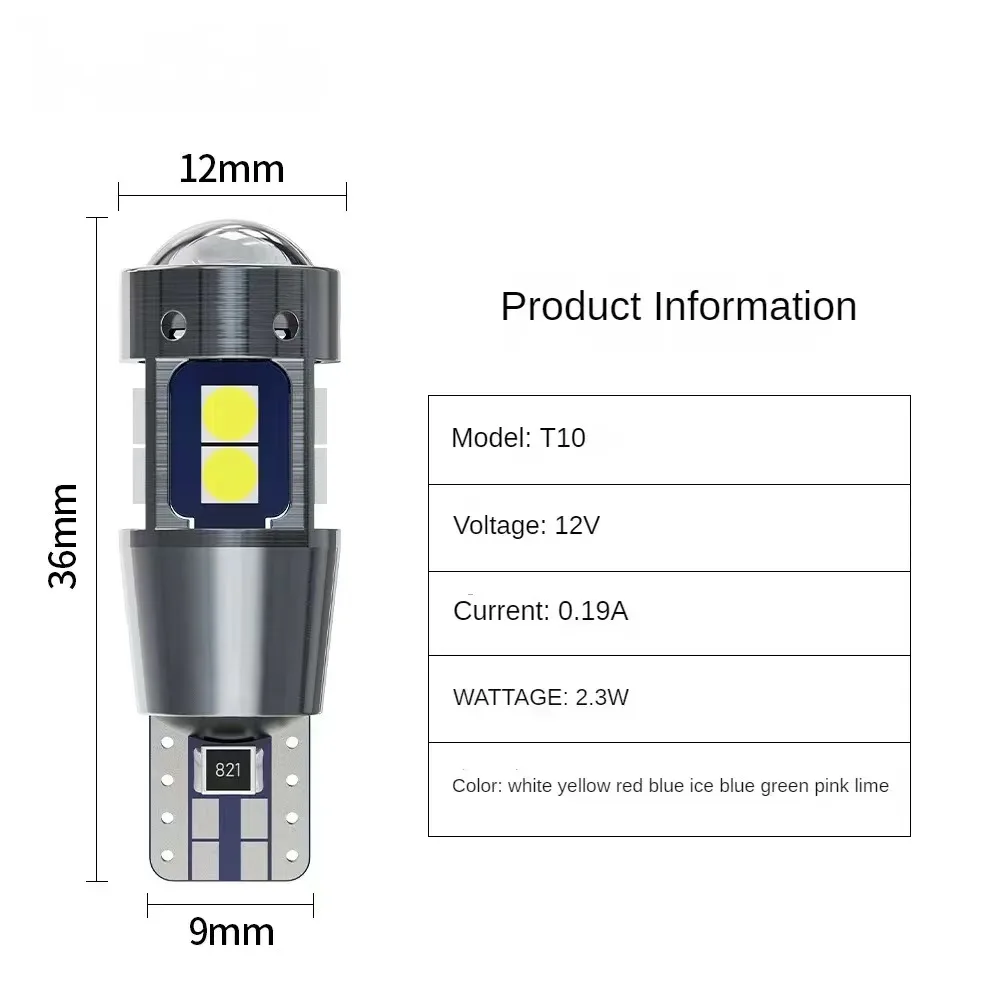 Car Interior Side Light T10 W5W 168 192 Led Tail Light 3030 10SMD 12V Auto Lamp CANBUS NO Error Car Marker Parking Bulb
