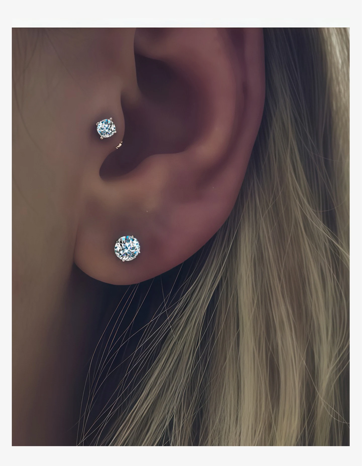 

Hypoallergenic Moissanite Ear Crawler Stud, 18K White Gold Plated over 925 Silver, Ultra Sparkling Earring for Sensitive Ears