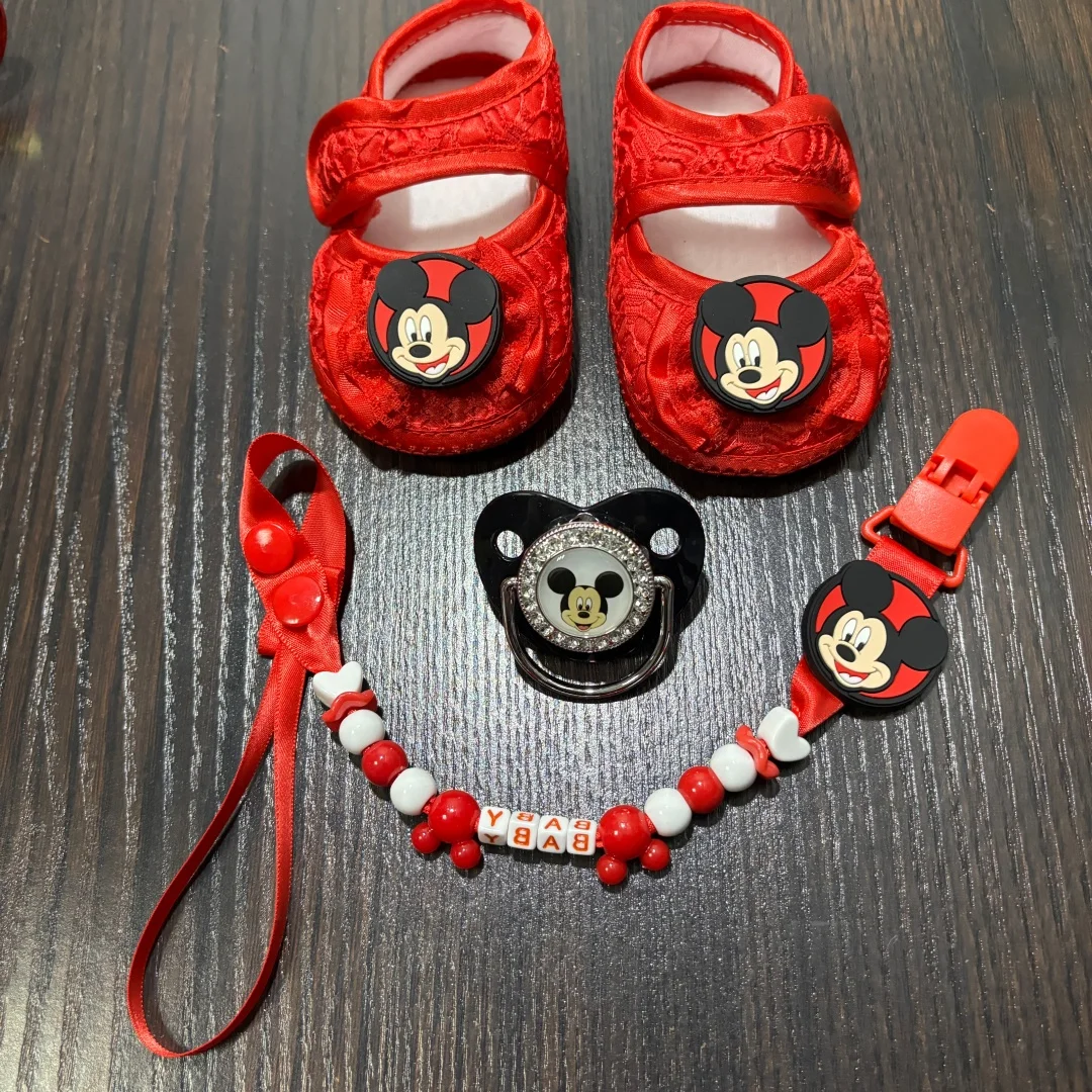 

Soft baby pacifiers anti-lost clips and newborn shoes sets all with adorable designs perfect gifts for newborn babies