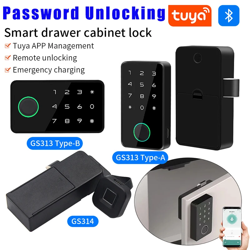 Tuya APP Fingerprint Smart Drawer Cabinet Invisible Lock Password Unlocking Cabinet Furniture Electronic Keyless Sensor Locks