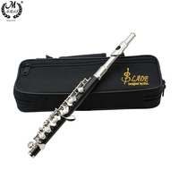 Black Silver C Key Piccolo Half-Size Flute Cupronickel Silver Plated Piccolo with Padded Case Cleaning Cloth Stick Screwdriver