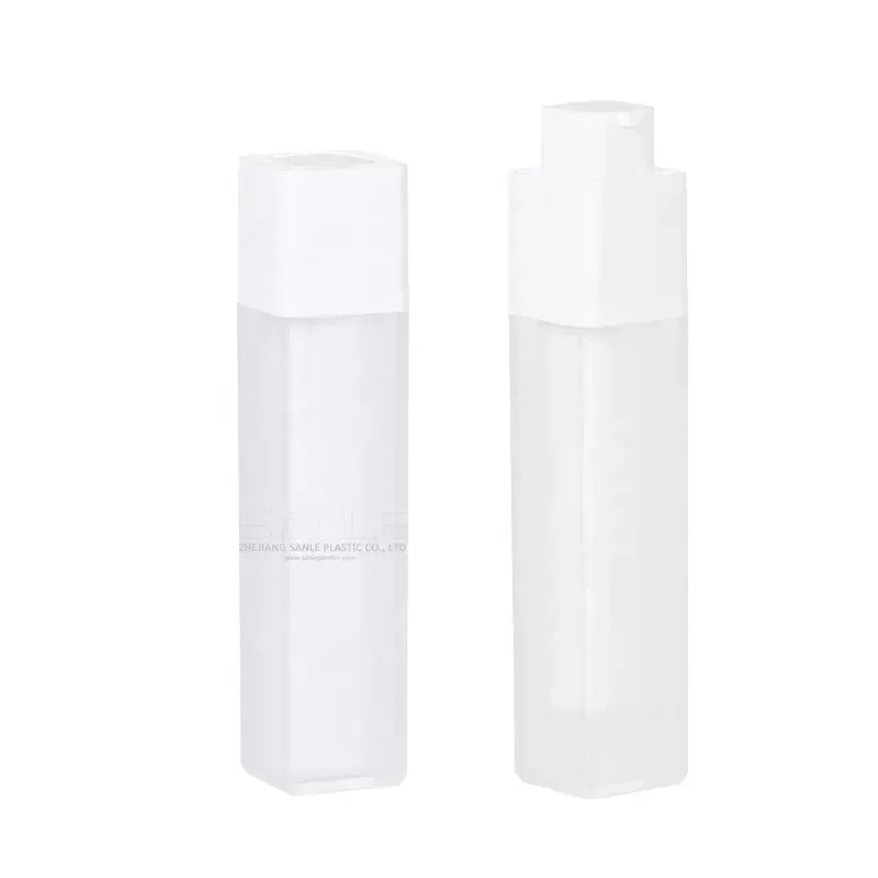 Đựng Mỹ Phẩm Không Cần Không Khí Xoắn Bơm Chai 15Ml 30ML 50ML Không Cần Không Khí Nhựa Vuông Không Cần Không Khí Bình Cho Nền Tảng Chất Lỏng serum Kem