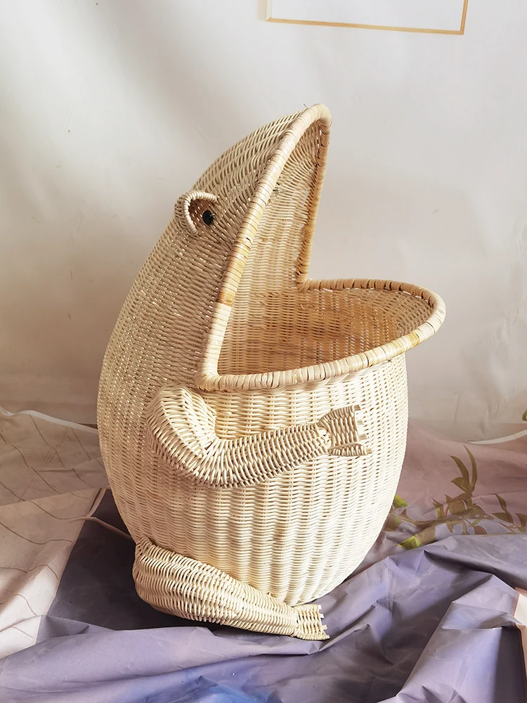 Handmade Rattan Frog Sundries Basket Bathroom Laundry Basket Toy Storage Basket Hotel