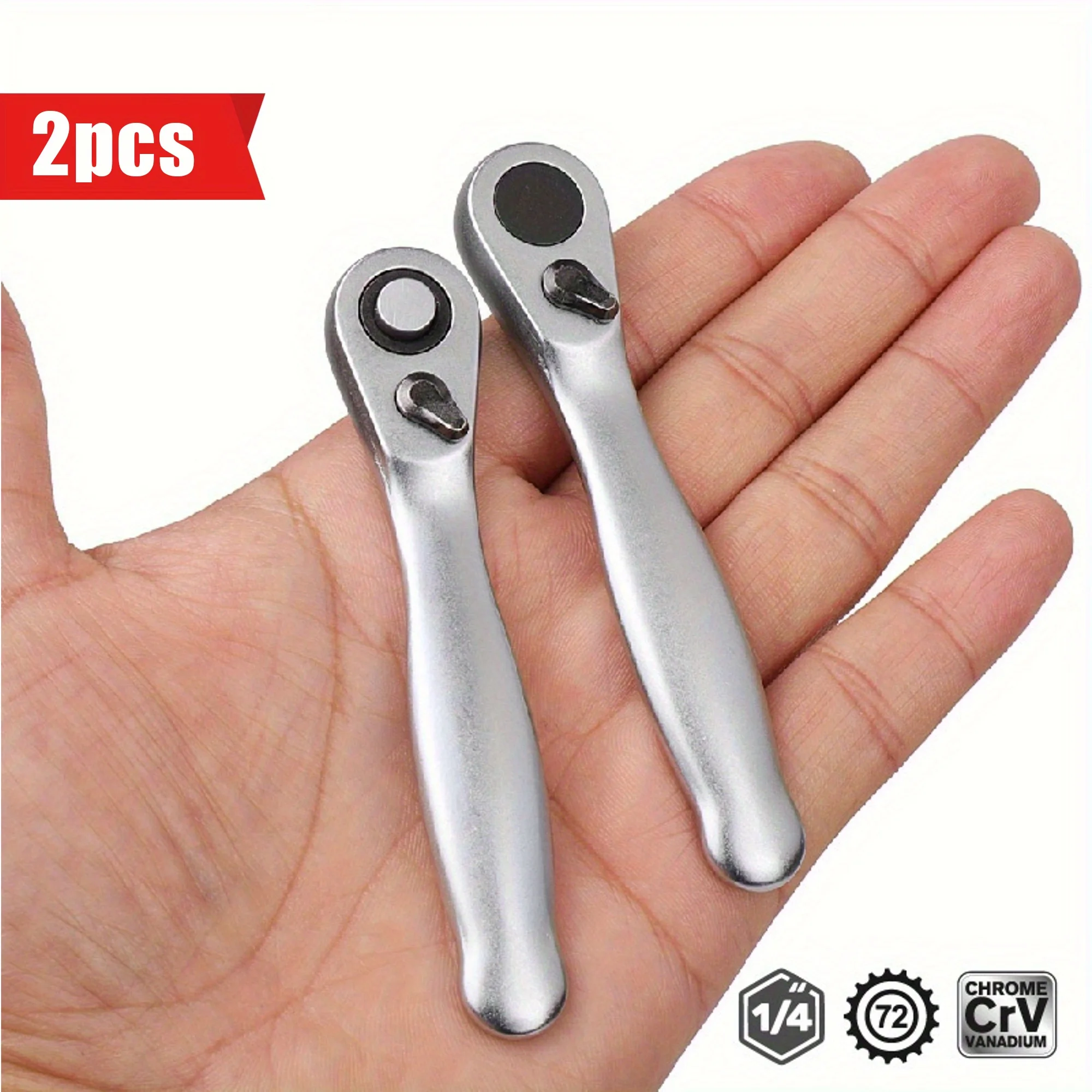 

2 шт., отвертка премиум-класса с мини-трещоткой, 72 зубца, приводная головка 1/4 дюйма, быстрый гаечный ключ, прочная конструкция из хром-ванадиевой стали