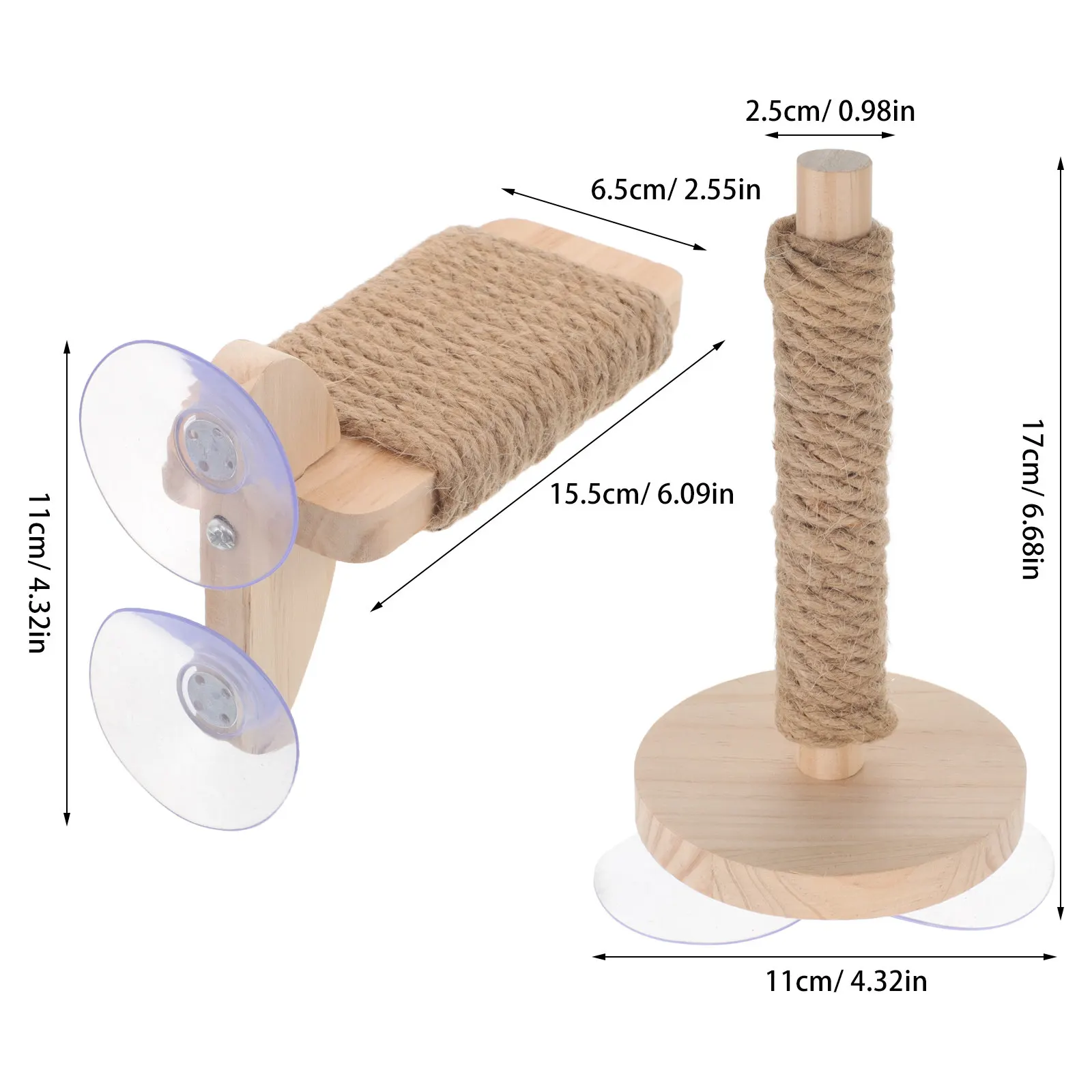 2Pcs Parrot Suction Perch Wooden Hemp Rope Bird Stand Indoor Window Perch Training Exercise Play Stand Bird Perches for Parrots