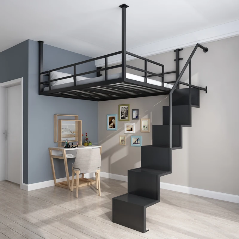 Personalizado nórdico multi-função economia de espaço tamanhos diferentes cama loft de ferro pendurado estrutura de cama de metal