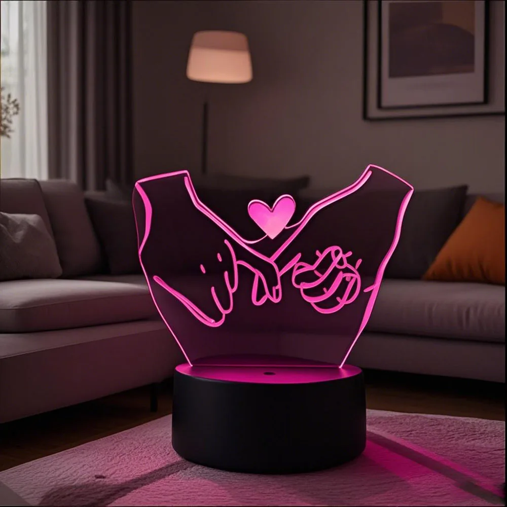 

Romantic 3D Night Light Holding Hands Lamps USB powered 7 or16 Color Dimming Led Lights For Couples & Lovers Reative Home Decor