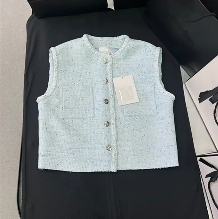 

Customization European women's fashion 2026 winter new style Sleeveless single-breasted tweed fashion coat