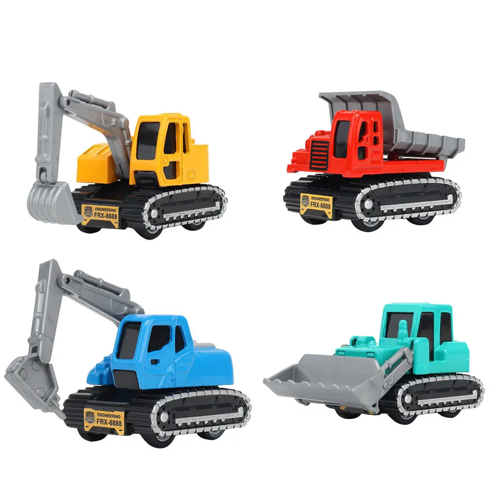 4pcs Engineering Car Set Pull Back Vehicle For Kids Durable Simulation Construction Small Size Easy Hold Plastic Alloy No Smell