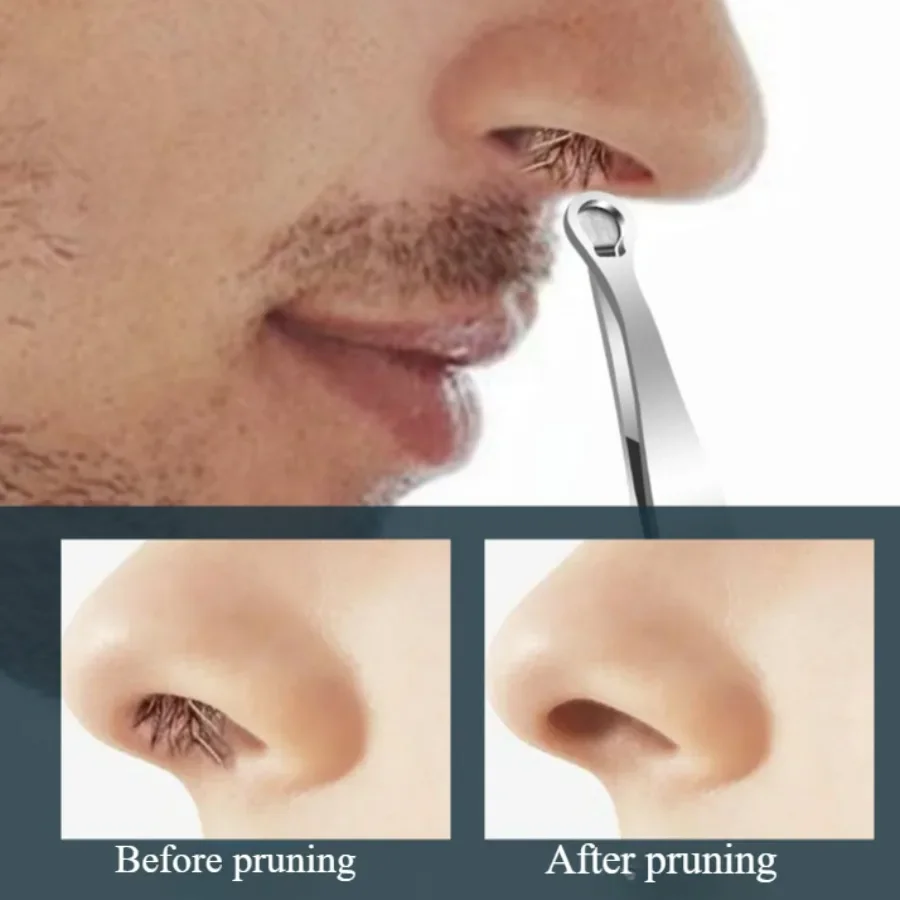 2pc Stainless Steel Round Head Ring Nose EarTrimmer Eyebrow Clipper Push Nose Brow Hair Tweezers Cut  Hair Clip Beard Moustache