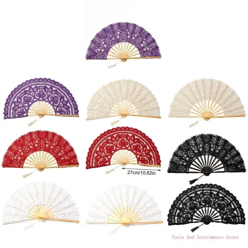 Lace Fan Home Decors Fanss Vintaged Wedding Cotton Fan Handmade Handheld Fan C7AC