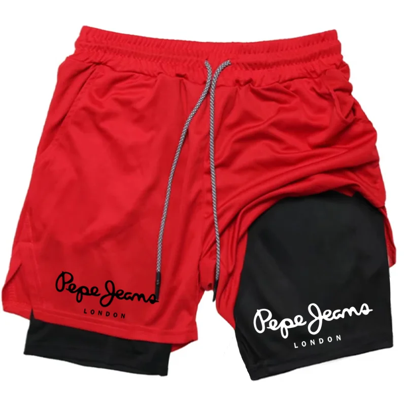 Men's Double Layer Gym Shorts 2-in-1 Athletic Workout Running Casual High Elasticity Streetwear Short Pants Activewear Fitness