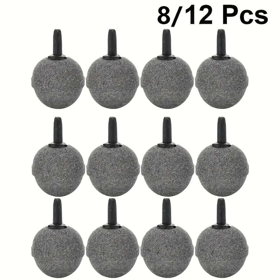 8/12pcs 20mm Aquarium Durable Round Air Stone Mineral Bubble Diffuser Airstones for Aquarium Fish Tank Pump and Hydroponics