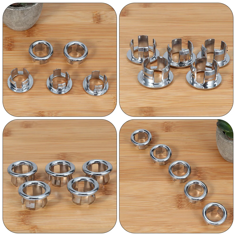 20pcs Overflow Ring for Sink Basin Bathroom Kitchen Accessories Hollow Edge Smooth Non Scratch Easy Install Drain Plug