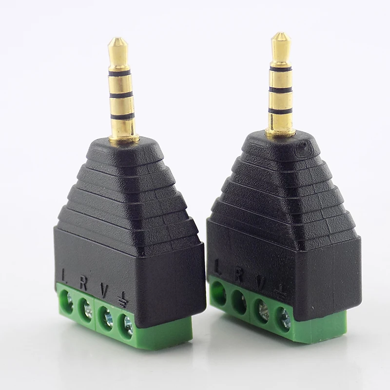3.5mm Jack Headphone Plug 3 Pole/4 Pole  Stereo Solderless Connector Audio Head To Terminal DIY Plug C1