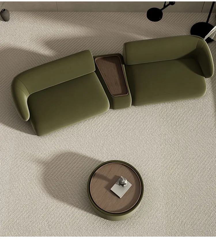 

Curved sofa corner special-shaped reception sofa coffee table combination
