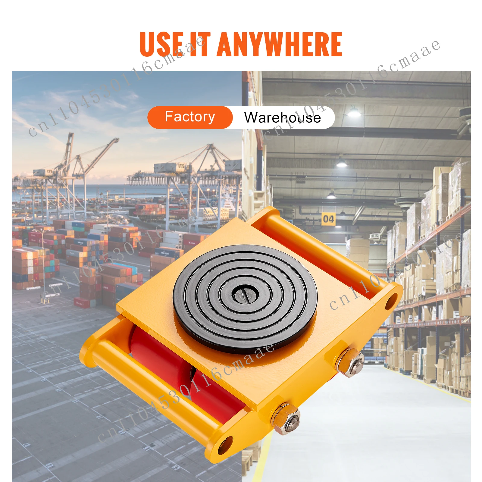 6 / 8 / 12T Machinery Skate Dolly Industrial Mover with 4 PU Wheels & 360° Non-Slip Cap for Warehouse Workshop Factory