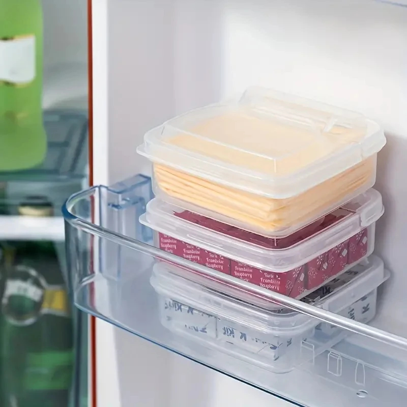 Clear cheese slice storage box Refrigerator fruit crisper clamshell butter block dispenser box