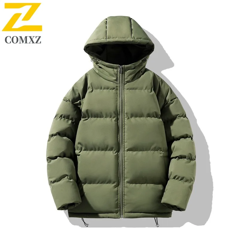 

COMXZ Outdoor Hooded Padded Jacket Men Mountaineering Windproof Parka Leisure Street Style Comfort Lightweight Winter Coats