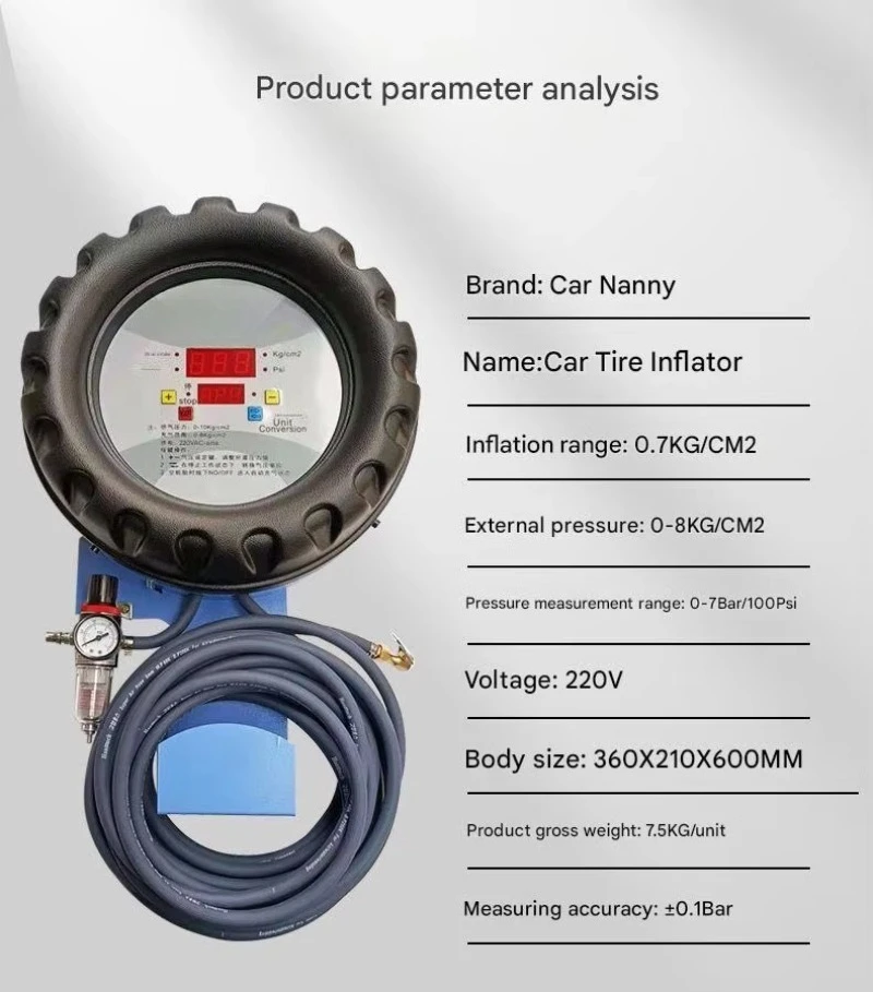 Automatic Metal Tyre Inflator Machine Dual Cylinder 12V Digital Pressure Gauge CE Certified 3-Year Warranty for Compact Cars