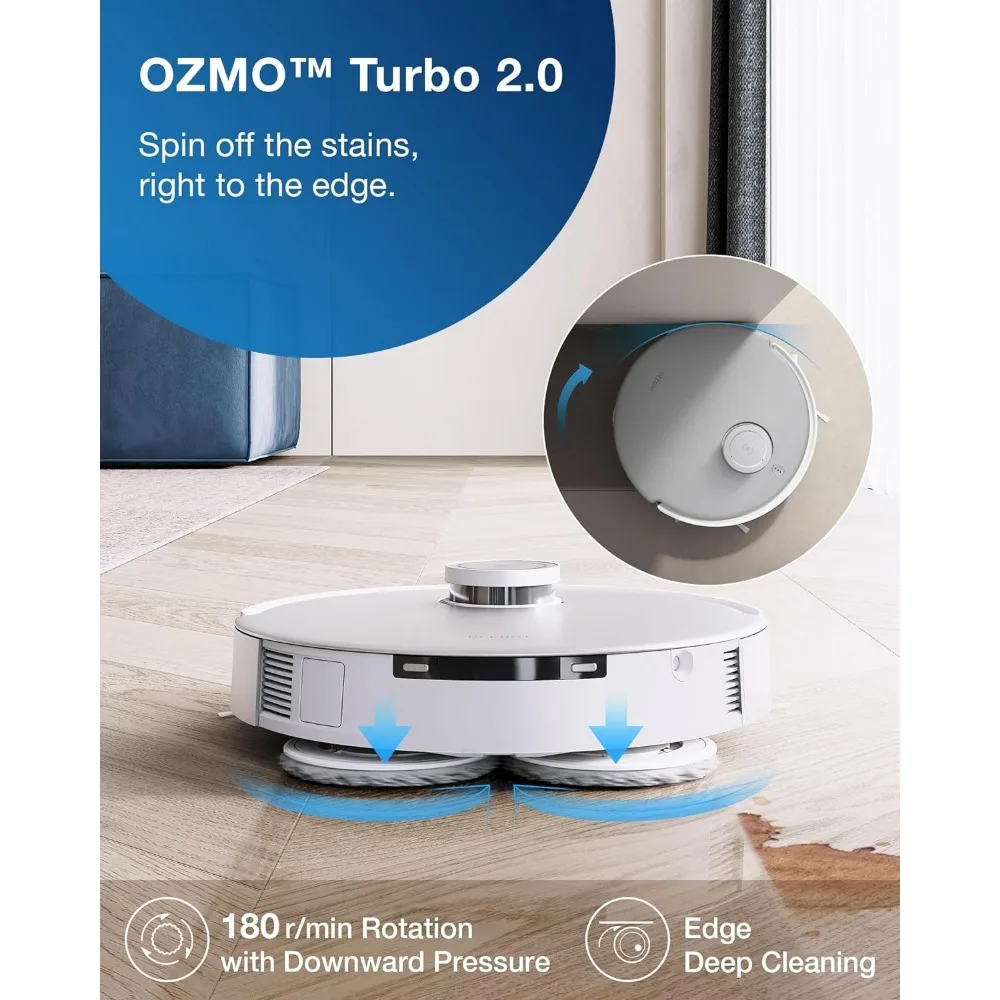 Omni Robot Vacuum and Mop,Hot Water Mop Washing,Auto Hot Air-Drying,9mm AutoMop Lifting,Dual Spinning Mops