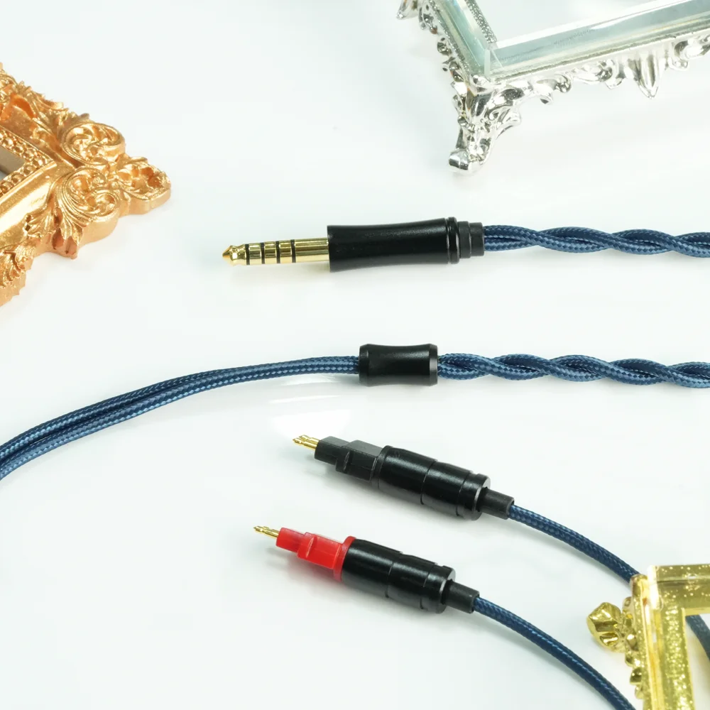 XINHS X18 2-adriges, versilbertes Einzelkristall-Kupfer-Kabel für Kopfhörer mit Koaxial-HD650/1-zu-2-Buchsen, Dual-3,5-mm/4,4-mm-Balancenkabel – Detail 6